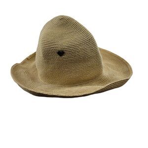 Kate Lord Women's Beige Woven Hat Size Medium Beach Sun